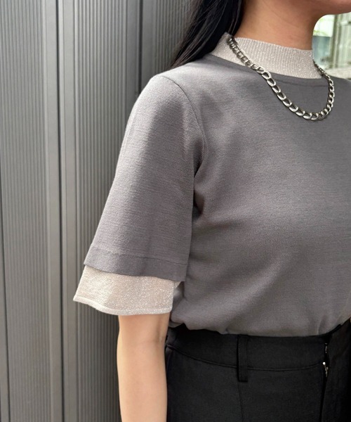 &g'aime（アンジェム）の「【&g'aime】ラメレイヤードニット　Glitter Layer Knit（ニット/セーター・レディース・ホワイト/ブラック/チャコールグレー・FREE）」の21枚目の写真