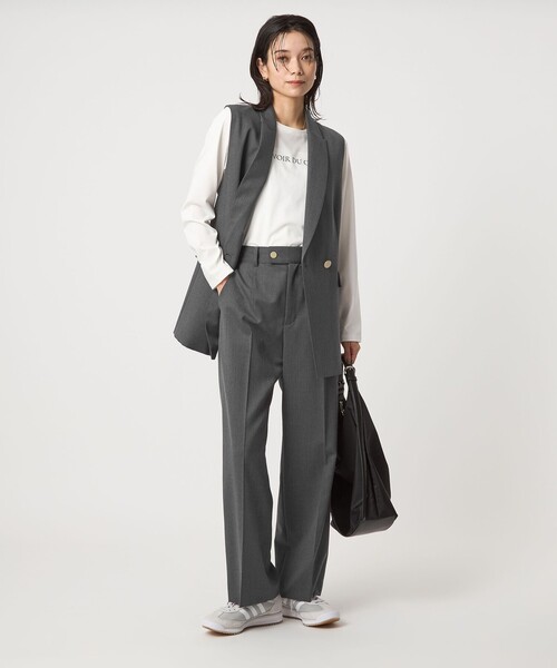 green label relaxing（グリーンレーベルリラクシング）の「［size SHORTあり］Greed グリード ストレート パンツ -ウォッシャブル-（スラックス・レディース・ネイビー/その他1/グレー/その他2・SHORT/36/38/40）」の19枚目の写真