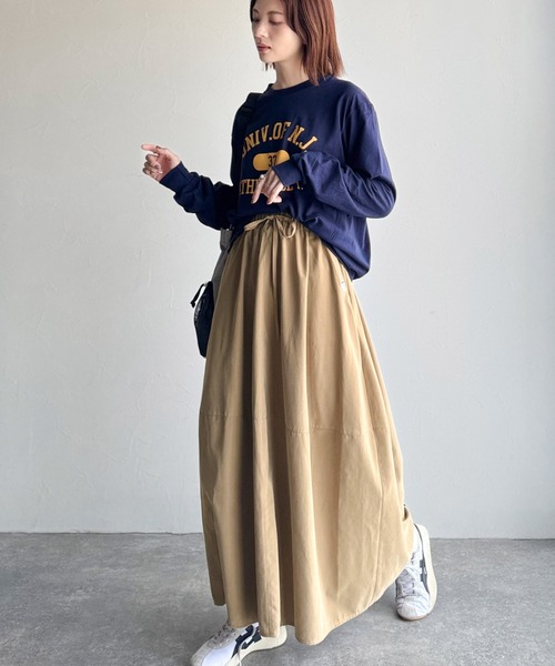 Java(ジャバ)の「《JaVaジャバコラボ》ふんわりフォルムが可愛い◎ピーチ起毛素材コクーンシルエットロングスカート(スカート・レディース・ブラック/ベージュ・LARGE/MEDIUM/SMALL/X-LARGE)」の3枚目の写真