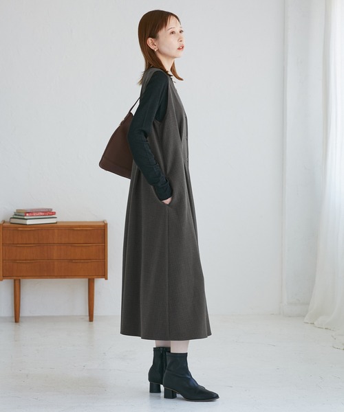 ROPE' PICNIC（ロペピクニック）の「ウエストタックジャンパースカート（ジャンパースカート・レディース・ネイビー/ライトグレー/ベージュ系その他2/ブラック系その他/グレー・FREE）」の11枚目の写真