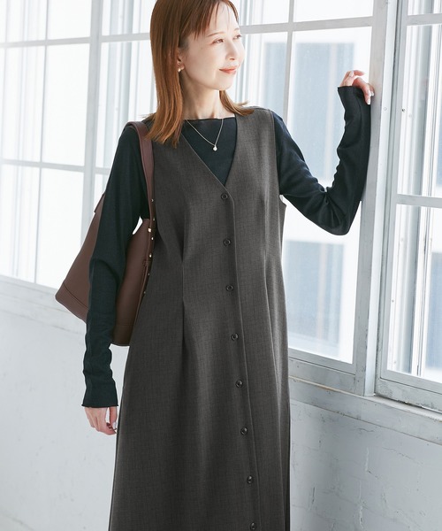 ROPE' PICNIC（ロペピクニック）の「ウエストタックジャンパースカート（ジャンパースカート・レディース・ネイビー/ライトグレー/ベージュ系その他2/ブラック系その他/グレー・FREE）」の9枚目の写真