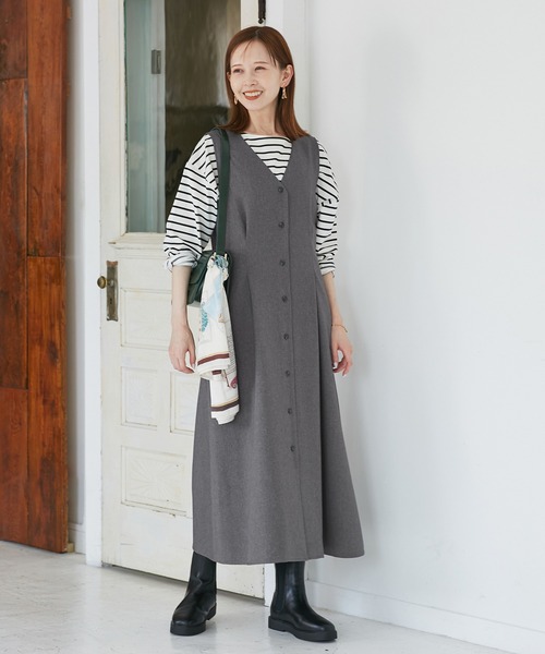 ウエストタックジャンパースカート（ジャンパースカート）｜ROPE