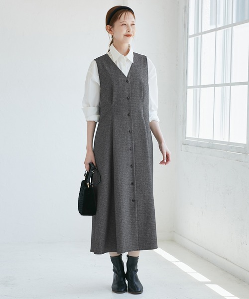 レディハンサムシリーズ ウールライクウエストタックジャンパー