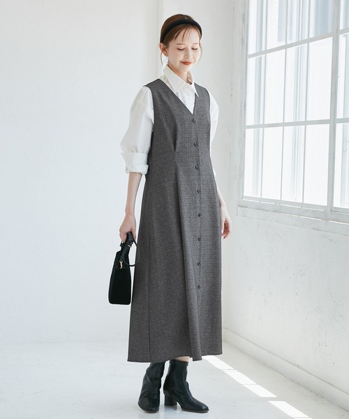 ROPE' PICNIC（ロペピクニック）の「ウエストタックジャンパースカート（ジャンパースカート・レディース・ネイビー/ライトグレー/ベージュ系その他2/ブラック系その他/グレー・FREE）」の22枚目の写真