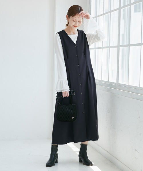 ROPE' PICNIC（ロペピクニック）の「ウエストタックジャンパースカート（ジャンパースカート・レディース・ネイビー/ライトグレー/ベージュ系その他2/ブラック系その他/グレー・FREE）」の16枚目の写真