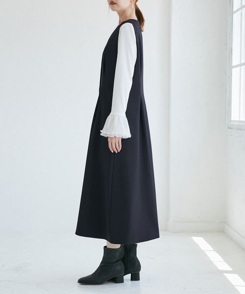 レディハンサムシリーズ ウールライクウエストタックジャンパー