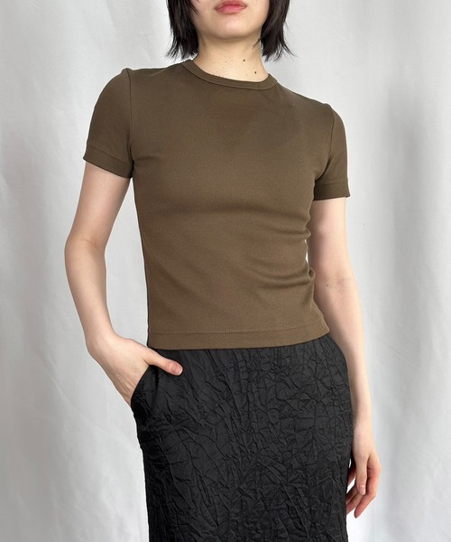 G.V.G.V.(ジーヴィージーヴィー)の「RIB H/S TEE(Tシャツ/カットソー・レディース・ブラウン/ネイビー/カーキ/ホワイト/ブラック・ONE SIZE)」の6枚目の写真