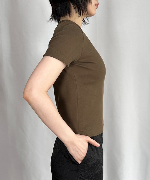 G.V.G.V.(ジーヴィージーヴィー)の「RIB H/S TEE(Tシャツ/カットソー・レディース・ブラウン/ネイビー/カーキ/ホワイト/ブラック・ONE SIZE)」の7枚目の写真