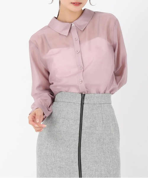 MISCH MASCH(ミッシュマッシュ)の「バックリボンシアーシャツ(シャツ/ブラウス・レディース・ベージュ/ピンク/ブラック・フリ-)」の3枚目の写真