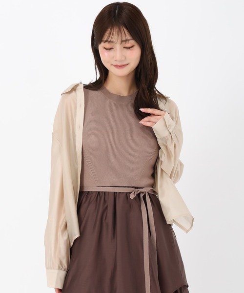 MISCH MASCH(ミッシュマッシュ)の「バックリボンシアーシャツ(シャツ/ブラウス・レディース・ベージュ/ピンク/ブラック・フリ-)」の6枚目の写真