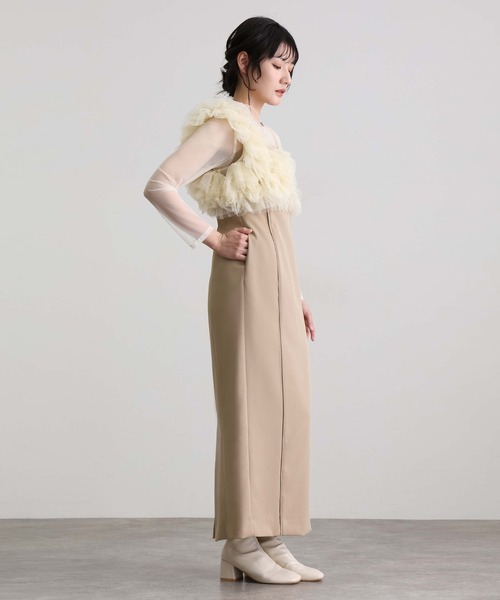 ANDRESD ミモレ丈&袖ありフォーマルフリルパールビスチェ2点セット セール】ミモレ丈&袖ありフォーマルフリルパールビスチェ2点セットI