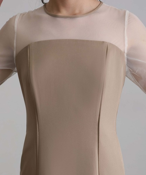 ANDRESD ミモレ丈&袖ありフォーマルフリルパールビスチェ2点セット セール】ミモレ丈&袖ありフォーマルフリルパールビスチェ2点セットI