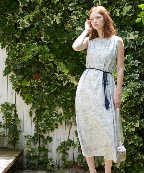 ꧁༺ ローラアシュレイ LAURA ASHLEY オールリネンワンピース L ローラ アシュレイ LAURA ASHLEY 【リネン混／ウエストリボン