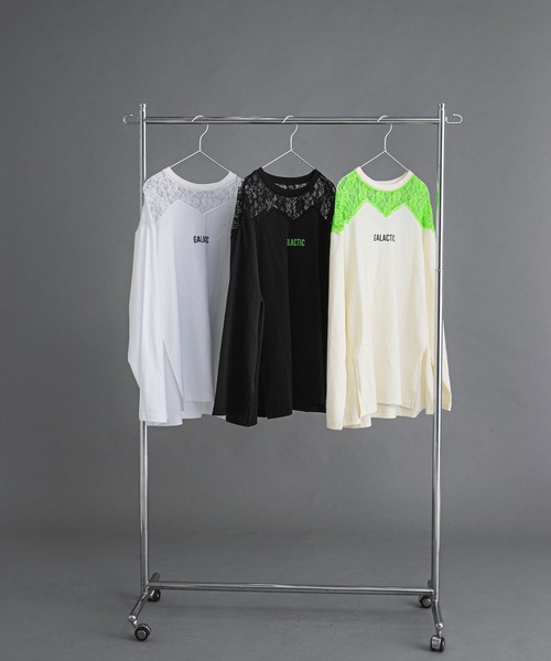 bohmal（ボマール）の「レースドッキングオーバーサイズロンT（Tシャツ/カットソー・レディース・ブラック/ホワイト/ライム・FREE）」の12枚目の写真