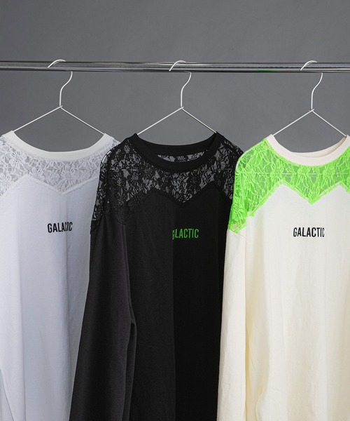 bohmal（ボマール）の「レースドッキングオーバーサイズロンT（Tシャツ/カットソー・レディース・ブラック/ホワイト/ライム・FREE）」の11枚目の写真