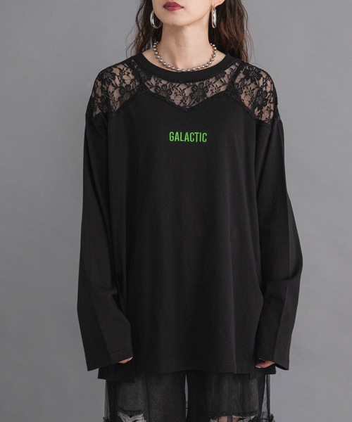 bohmal（ボマール）の「レースドッキングオーバーサイズロンT（Tシャツ/カットソー・レディース・ブラック/ホワイト/ライム・FREE）」の10枚目の写真