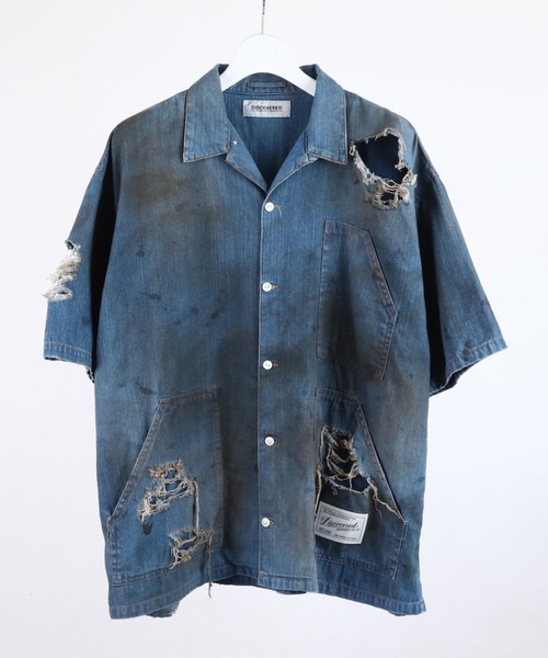 DISCOVERED デニムシャツ DISCOVERED SHORT SLEEVE DENIM SHIRTS（シャツ/ブラウス