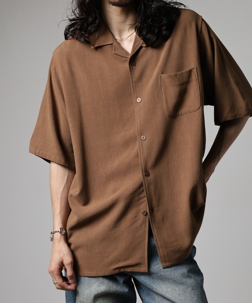 BANKS(バンクス)の「BANKS JOURNAL LINEN SOLID SS SHIRT リネンソリッド半袖シャツ(シャツ/ブラウス・メンズ・オリーブ/ブラウン・L/XL/M)」の1枚目の写真