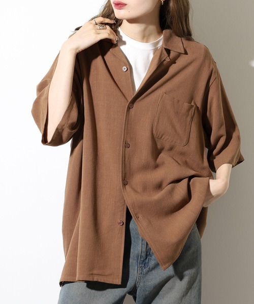 BANKS(バンクス)の「BANKS JOURNAL LINEN SOLID SS SHIRT リネンソリッド半袖シャツ(シャツ/ブラウス・メンズ・オリーブ/ブラウン・L/XL/M)」の6枚目の写真