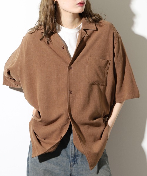 BANKS(バンクス)の「BANKS JOURNAL LINEN SOLID SS SHIRT リネンソリッド半袖シャツ(シャツ/ブラウス・メンズ・オリーブ/ブラウン・L/XL/M)」の7枚目の写真
