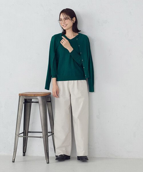 COMME CA ISM（コムサイズム）の「【マシンウォッシャブル】ベーシック クルーネックカーディガン（カーディガン/ボレロ・レディース・ブラック/ホワイト/グリーン/チャコール・MEDIUM/LARGE）」の13枚目の写真