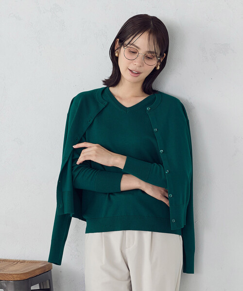 COMME CA ISM（コムサイズム）の「【マシンウォッシャブル】ベーシック クルーネックカーディガン（カーディガン/ボレロ・レディース・ブラック/ホワイト/グリーン/チャコール・MEDIUM/LARGE）」の17枚目の写真