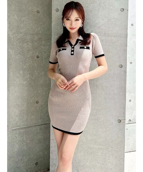 RESEXXY（リゼクシー）の「ゴールドボタンバイカラーニットポロワンピース（ワンピース・レディース・ピンク/ブラック/ベージュ・FREE）」の20枚目の写真