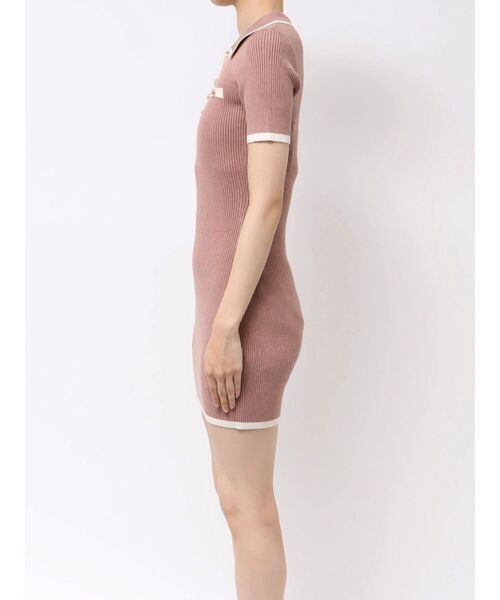 RESEXXY（リゼクシー）の「ゴールドボタンバイカラーニットポロワンピース（ワンピース・レディース・ピンク/ブラック/ベージュ・FREE）」の6枚目の写真