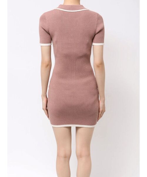 RESEXXY（リゼクシー）の「ゴールドボタンバイカラーニットポロワンピース（ワンピース・レディース・ピンク/ブラック/ベージュ・FREE）」の5枚目の写真