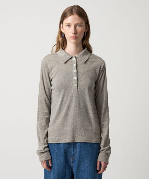 Steven Alan（スティーブンアラン）の「＜Steven Alan＞ラメ ジャージー ポロカットソー（Tシャツ/カットソー・レディース・オフホワイト/グレー系/ブラック・FREE）」の9枚目の写真