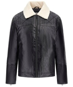 PU Leather Quilting Motif Jacket