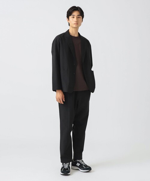 BEAMS HEART セットアップ 段返り 背抜き ストライプ ネイビー BEAMS HEART（ビームス ハート）ストレッチ デニム 2ボタン