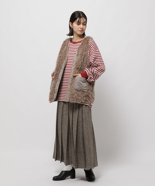 niko and ... ファー ベスト Lサイズ完売品カーキ新品タグ付き niko and… ベスト ジレ アソートファーベスト レディース