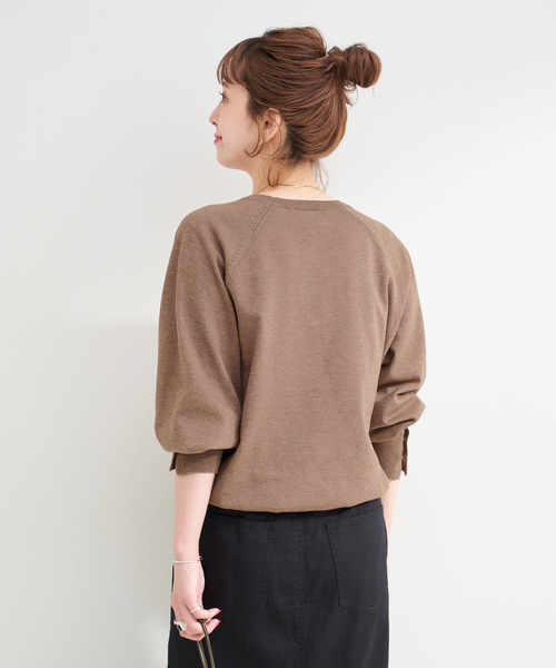 手洗い可 / チェーンブローチ付きニットプルオーバー（ニット/セーター