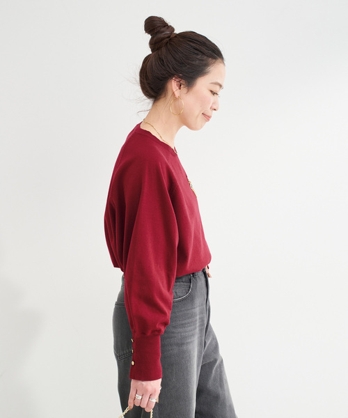 手洗い可 / チェーンブローチ付きニットプルオーバー（ニット/セーター