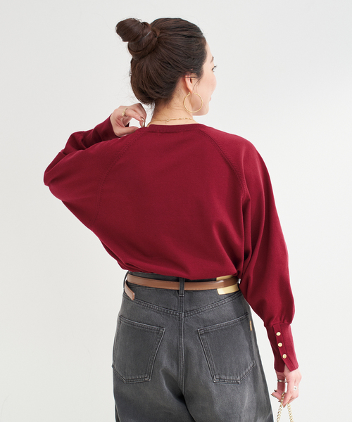 B.C STOCK(ベーセーストック)の「手洗い可 / チェーンブローチ付きニットプルオーバー(ニット/セーター・レディース・ブラック/ブラウン/ボルドー・FREE)」の21枚目の写真