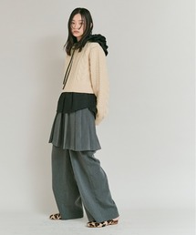 ウール ショート丈 ケーブル ニット セーター / Wool-Blend Short Length Cable Knit Sweater