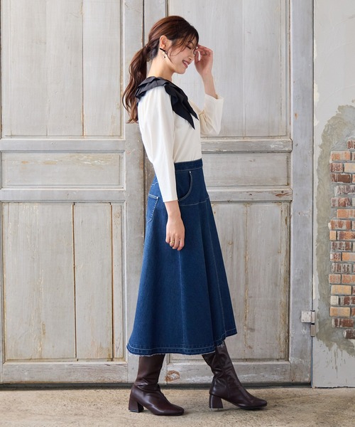 Rose Tiara(ローズティアラ)の「【UVカット】ショルダーフリルカットソー(Tシャツ/カットソー・レディース・ホワイト/オフホワイト/ブラック・38/42/46)」の7枚目の写真