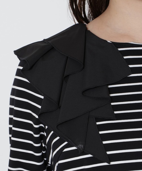 Rose Tiara(ローズティアラ)の「【UVカット】ショルダーフリルカットソー(Tシャツ/カットソー・レディース・ホワイト/オフホワイト/ブラック・38/42/46)」の20枚目の写真