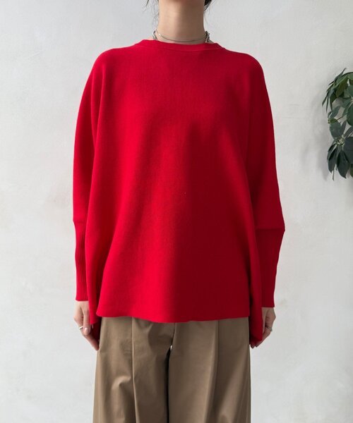 DouDou(ドゥドゥ)の「【WEB限定】ポンチョニット(ニット/セーター・レディース・レッド/ブラック/オフホワイト/グレー・FREE)」の17枚目の写真