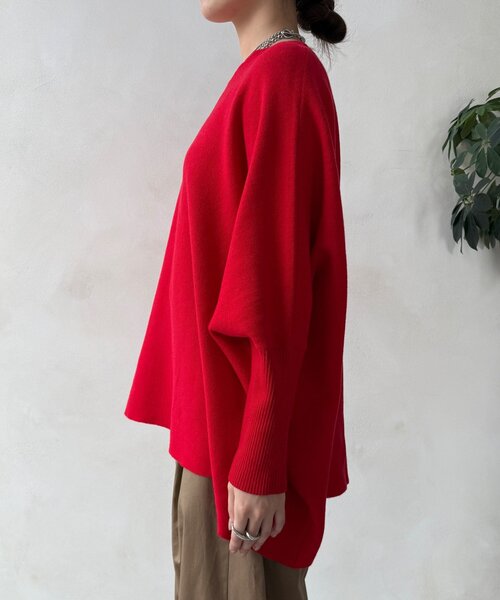 DouDou(ドゥドゥ)の「【WEB限定】ポンチョニット(ニット/セーター・レディース・レッド/ブラック/オフホワイト/グレー・FREE)」の18枚目の写真