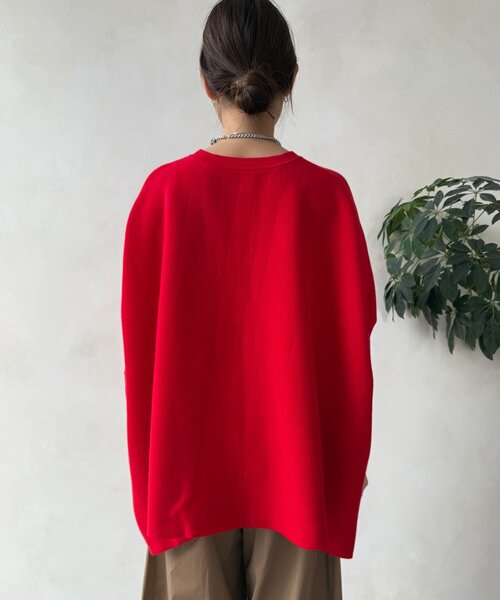 DouDou(ドゥドゥ)の「【WEB限定】ポンチョニット(ニット/セーター・レディース・レッド/ブラック/オフホワイト/グレー・FREE)」の19枚目の写真