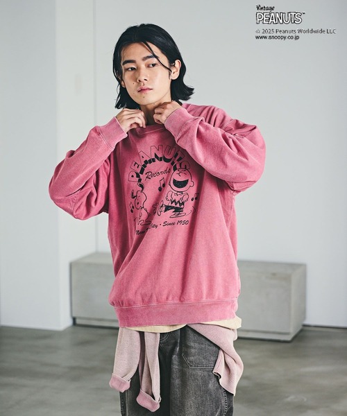 PEANUTS（ピーナッツ）の「［ユニセックス］【PEANUTS×BAYFLOW】ピーナッツアソートスウェット（スウェット・メンズ・イエロー/グリーン/ピンク/オフホワイト/チャコールグレー/杢グレー・MEDIUM/LARGE）」の6枚目の写真