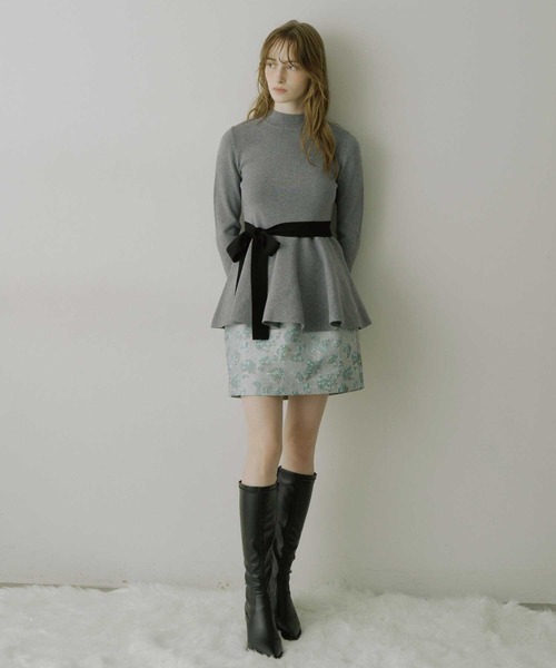 VIOLETTA（ヴィオレッタ）の「【HEIREN】ジャガードミニコクーンスカート（スカート・レディース・ブラック/ブルー・M/S）」の6枚目の写真