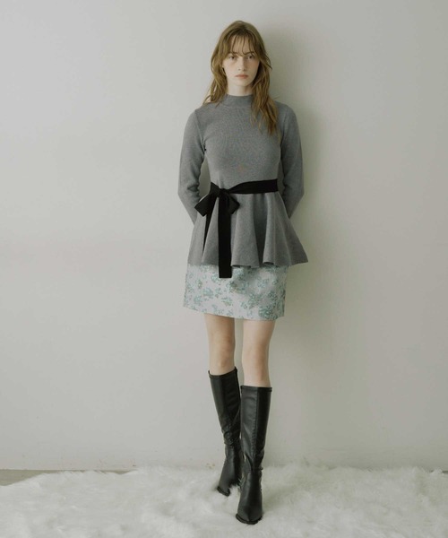 VIOLETTA（ヴィオレッタ）の「【HEIREN】ジャガードミニコクーンスカート（スカート・レディース・ブラック/ブルー・M/S）」の9枚目の写真