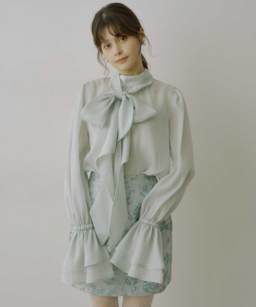 VIOLETTA（ヴィオレッタ）の「【HEIREN】ジャガードミニコクーンスカート（スカート・レディース・ブラック/ブルー・M/S）」の10枚目の写真