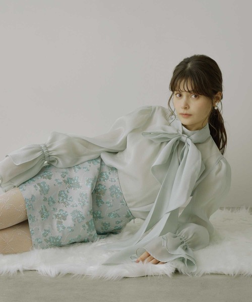 VIOLETTA（ヴィオレッタ）の「【HEIREN】ジャガードミニコクーンスカート（スカート・レディース・ブラック/ブルー・M/S）」の15枚目の写真