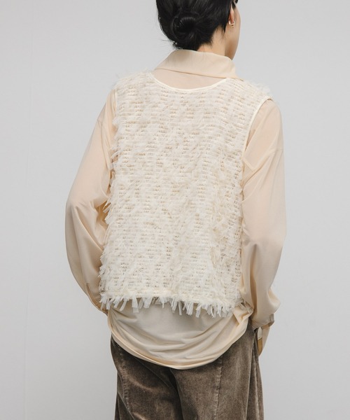 KBF（ケイビーエフ）の「チュールフリンジトップス（ベスト・レディース・ブラック/アイボリー・ONE）」の20枚目の写真