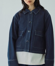 VICKY | フラップポケットショートデニムブルゾン≪手洗い可能≫(ブルゾン)
