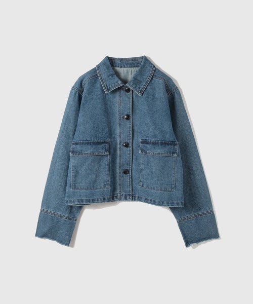 VICKY（ビッキー）の「フラップポケットショートデニムブルゾン≪手洗い可能≫（ブルゾン・レディース・ブルー/ネイビー・M）」の19枚目の写真